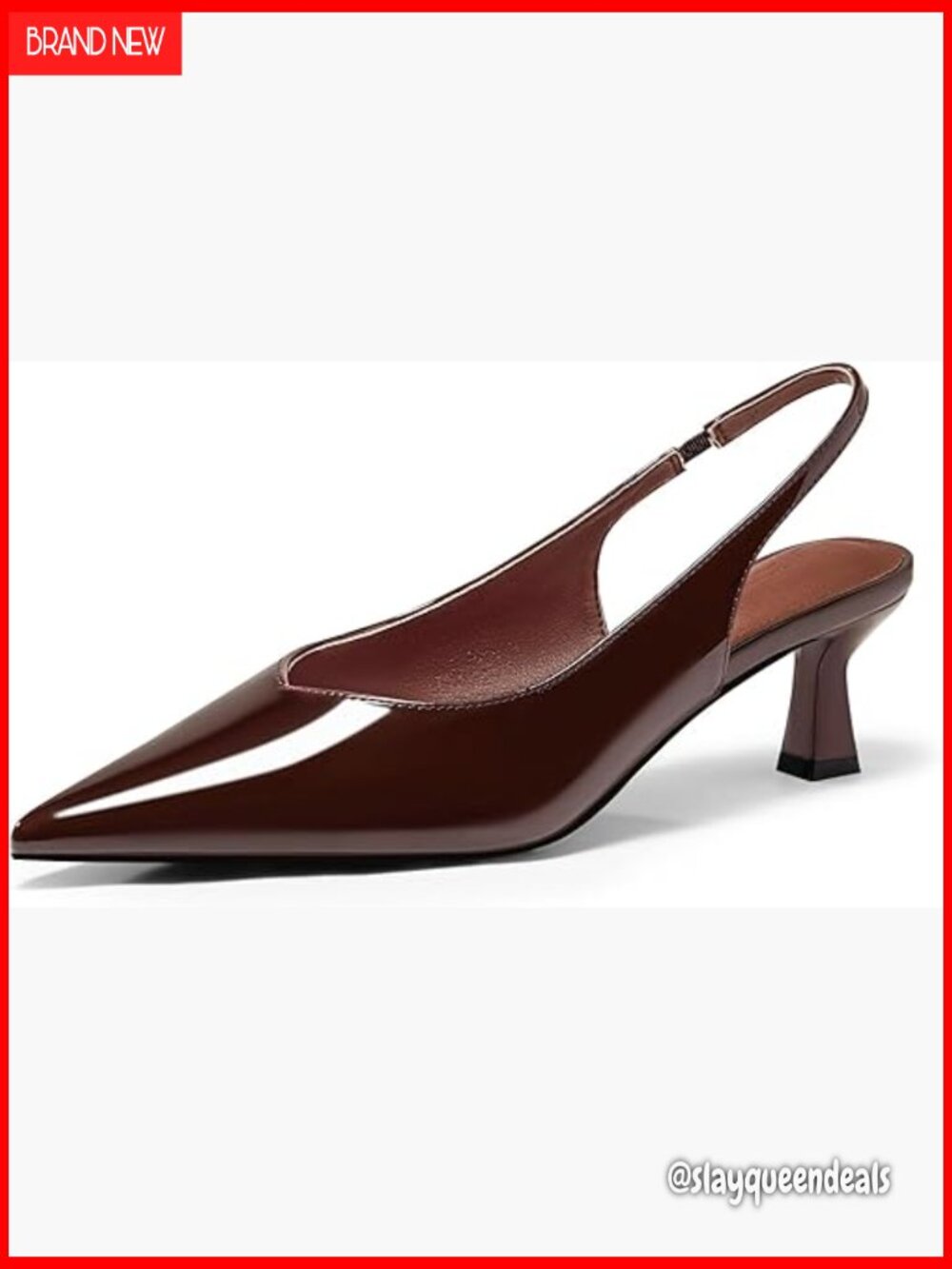 Womens Slingback Kitten Heels Low Heel Pointed Toe Pumps Dress Work Shoes